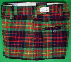O'Connell's c1980s Tartan Plaid GT Flannel Trousers Sz: 34R (DEADSTOCK)