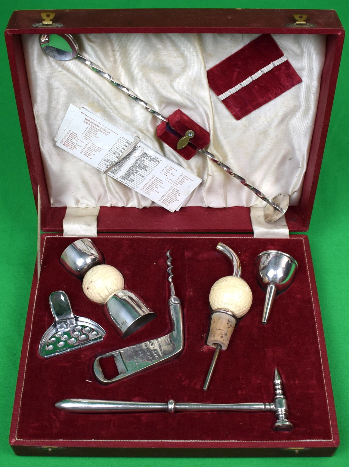 P H Vogel & Co 7pc Silver Plated Golf Bar Set