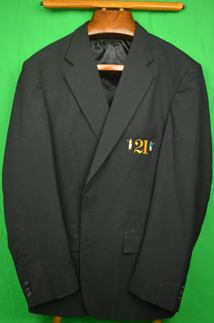 "The "21" Club Sommelier's Black Jacket/ Uniform w/ Jockey Logo Blazer Badge" Sz: 42R
