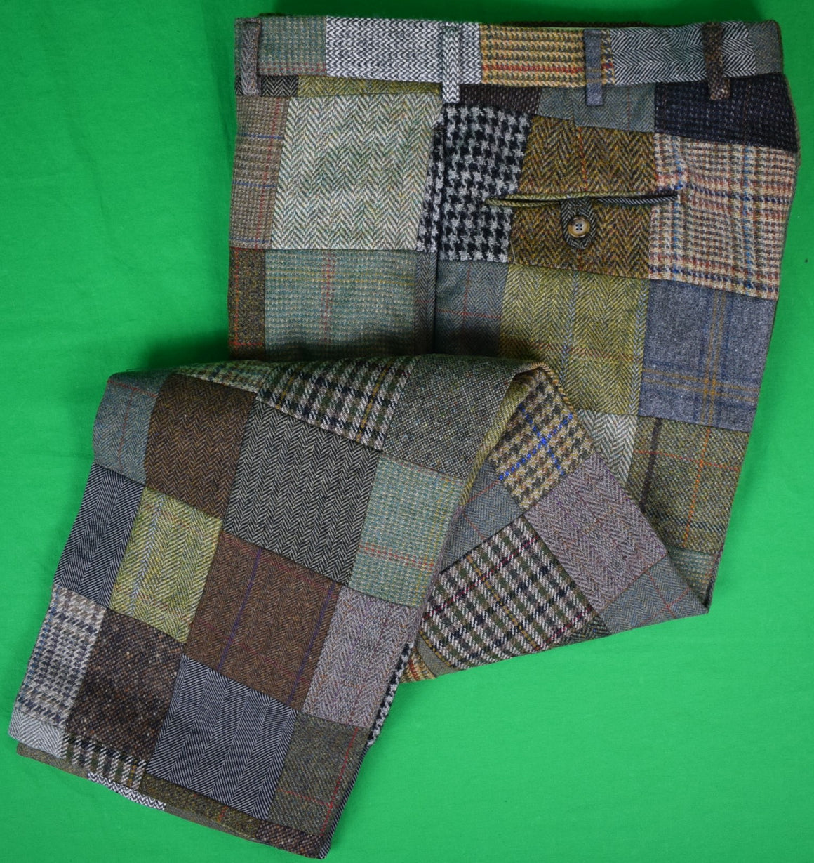 The Andover Shop Patch Tweed Trousers Sz 35W
