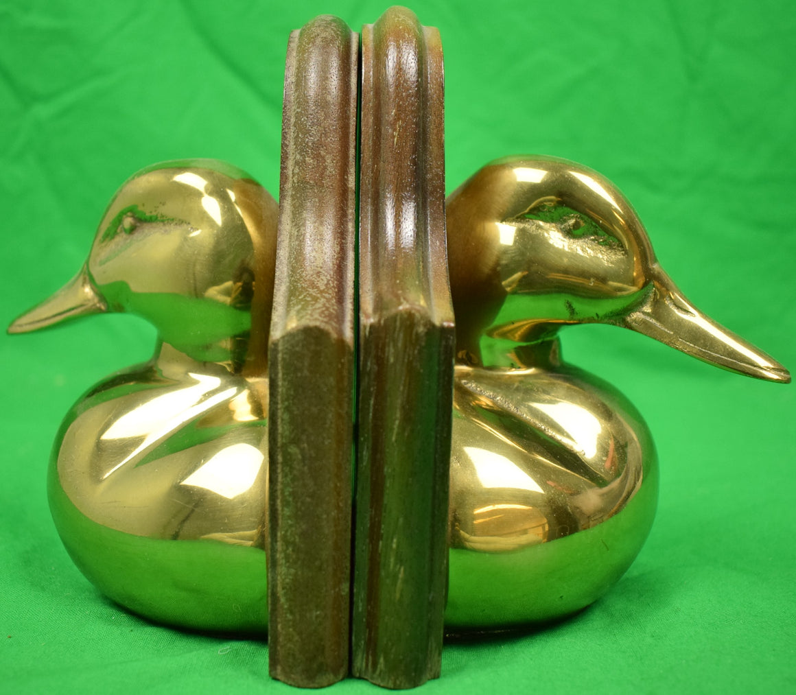 "Pair x Brass Mallard Duck Head Bookends Sold by Brooks Brothers"
