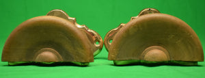 Pair x Brass & Wood Bridle Tack Wall Hangers/ Bookends