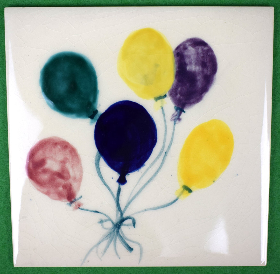 Porcelain Hand-Painted Balloons Pantry Tile/ Coaster Made In England