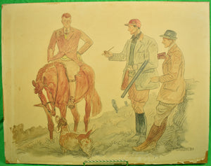 Hunters & Hound Watercolour & Ink on Paper '1937 by Paul Desmond Brown
