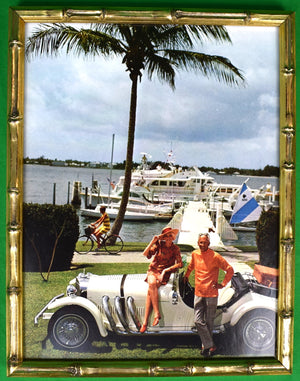 Slim Aarons Jim Kimberley At Home With Car And Boats In Palm Beach c1974 Framed Color Plate