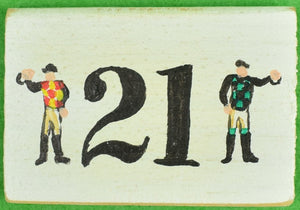 "21" Club Two Hand-Painted Jockeys Wood Faux-Matchbook
