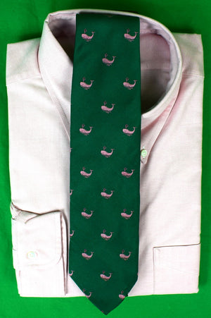 "Brooks Brothers 346 Pink Whale/ Green Silk Tie"