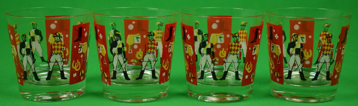 Set Of 4 c1950s Jockey Old Fashioned Glasses