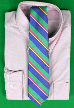 "Paul Stuart Phineas Cole Pink/ Green/ Lavender Stripe Silk Tie" (New w/ PS Tag)