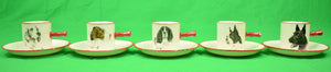 "Set x 5 Cyril Gorainoff for Abercrombie & Fitch Dog Breed Demitasse Cups & Saucers"