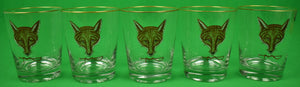 Set x 5 Abercrombie & Fitch x Cyril Gorainoff Double Old Fashioned Fox Mask/ Riding Crop Barware Glasses (New/ Old A&F Stock)