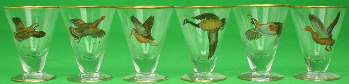 "Set of 6 Cyril Gorainoff Game Bird Cordial Glasses"