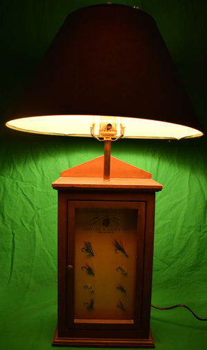 "Orvis 8 Trout Fly Box Lamp w/ Hand-Carved Trout Fish Decoy Finial" (SOLD)