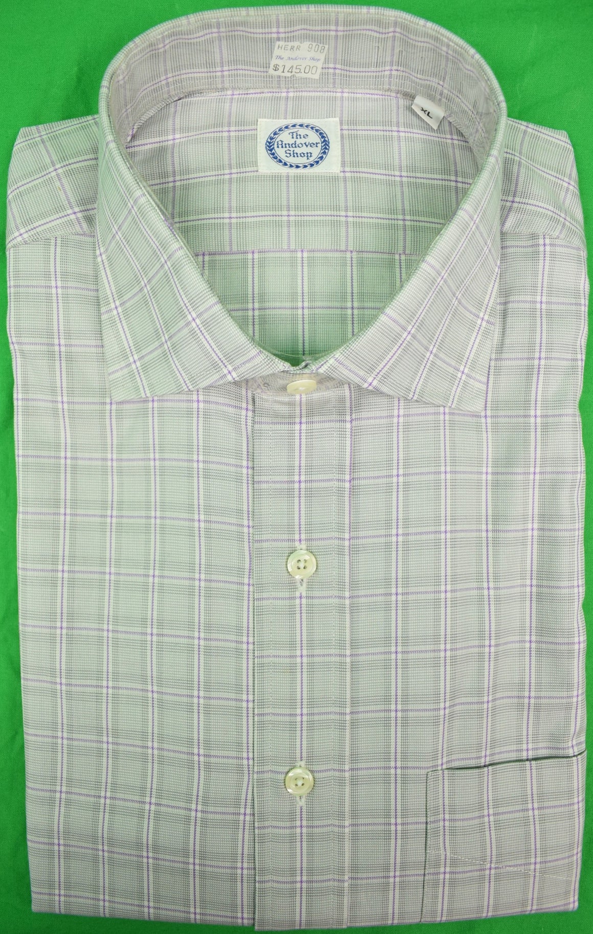 The Andover Shop Brush Cotton Glen Plaid Sport Shirt w/ Spread Collar Sz: XL (New w/ Tag!)