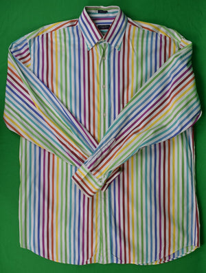 Paul & Shark Multi Fun Stripe Cotton Poplin BD Sport Shirt Made in Italy Sz XLT