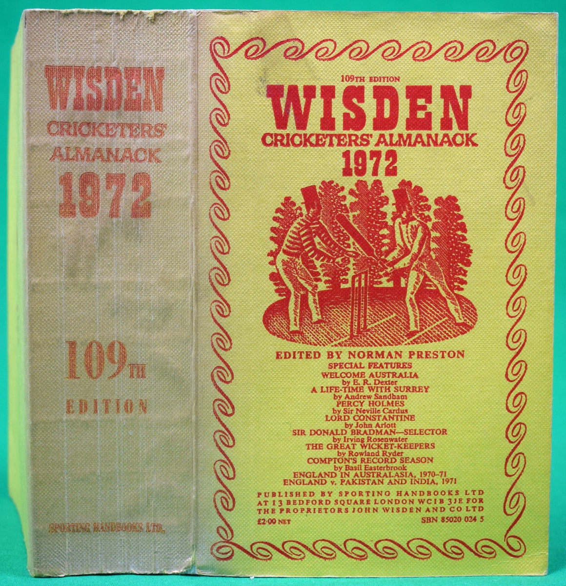 "Wisden Cricketers' Almanack 109th Edition" 1972 PRESTON, Norman