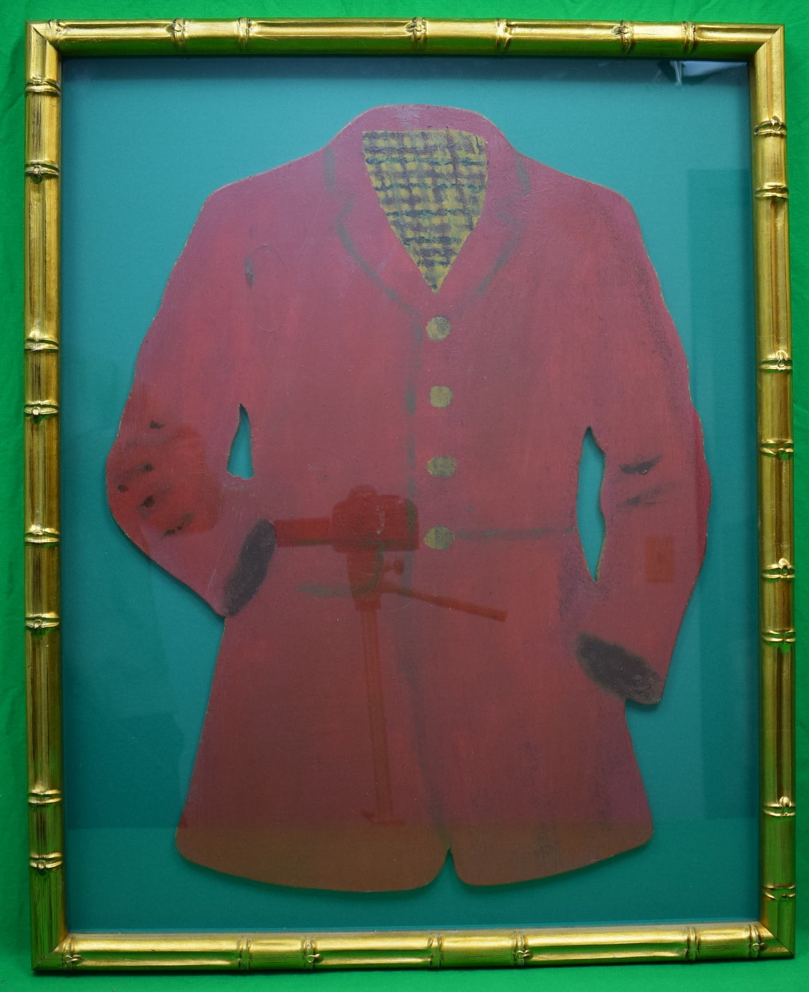 "Fox-Hunter Hand-Painted Red Coat On Wood Panel" (SOLD)