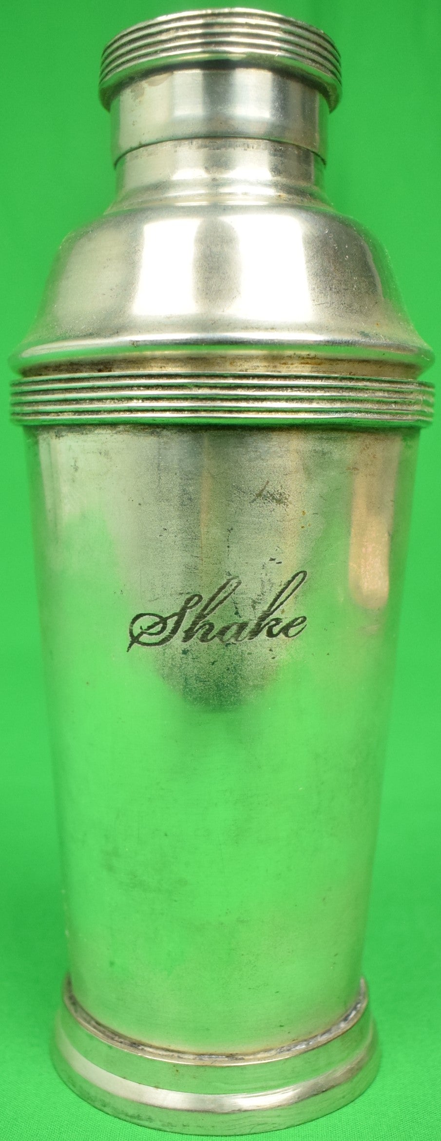 Chrome c1930s Cocktail Shaker w/ Engraved Shake