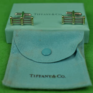 "Tiffany & Co Sterling & 14k Gold Tri-bar T-Back Cufflinks"
