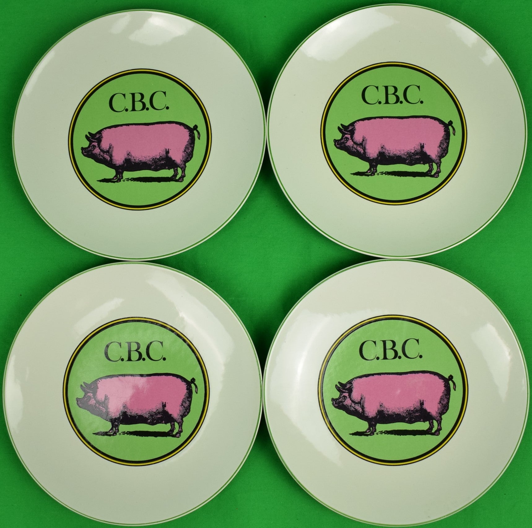 Set of 4 The Official Preppy Pig Plates