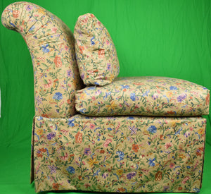 'Pair of Petite Fleur Glazed Chintz Slipper Chairs'
