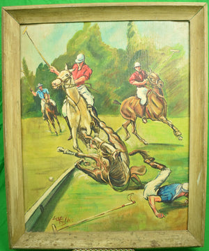 Polo Match c1950s Acrylic on Canvas by Larry Golden