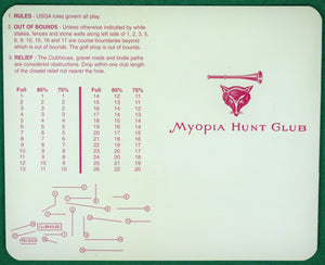 Myopia Hunt Club Links Golf Scorecard (New)