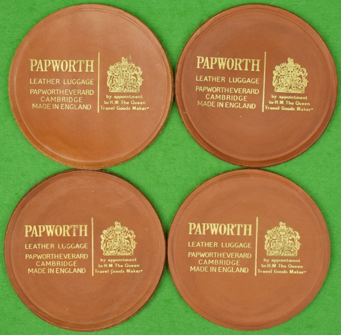 "Set Of 4 Papworth Saddle Leather Coasters" (SOLD)