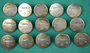 "Set x 15 HCH Fox-Hunt Club Brass Coat Buttons"