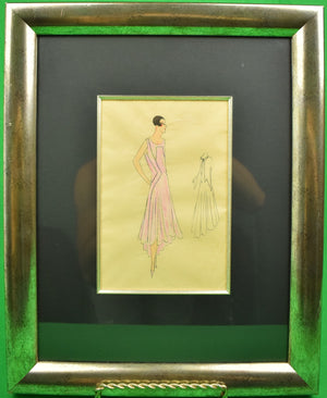 Lanvin of Paris c1920s Fashion Model Original Watercolour