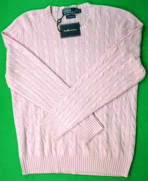 "Polo Ralph Lauren Shell Pink Cashmere Cable Crewneck Sweater" Sz L (New w/ PRL Tag) (SOLD)