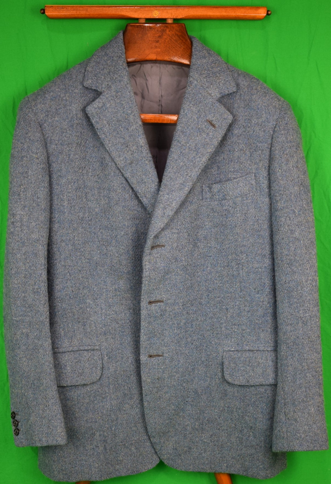 W. Bill Ltd. Bond Street London Heather Blue Tweed 3 Button Sport Jacket Sz 43R