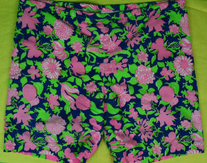 "Lilly Pulitzer Pink & Green Floral Print c1960s Jam Trunks" Sz Med