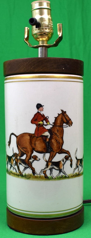"Cyril Gorainoff x Abercrombie & Fitch Fox-Hunt Equestrian Scene Hand-Painted Table Lamp"