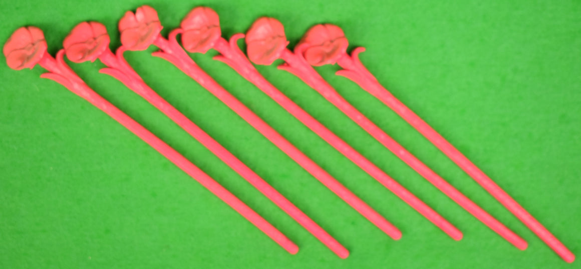 "Set Of 6 Pink Floral Swizzle Sticks x The Camellia House"