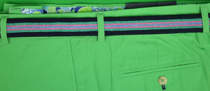 Hand-Needlepoint Pink/ Green & Navy Stripe Belt