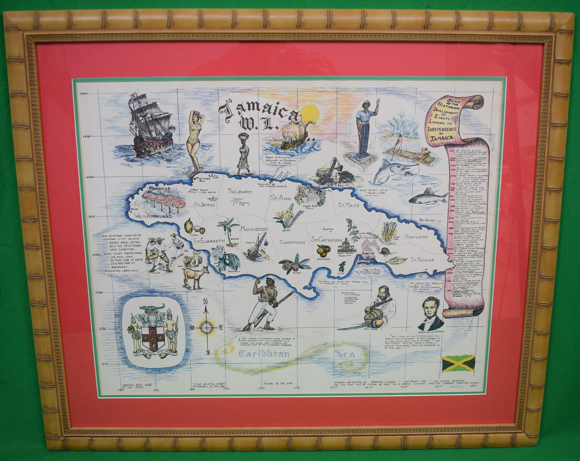 "Map Of Jamaica" Designed And Created By Stafford W. Evans 1962 (SOLD)