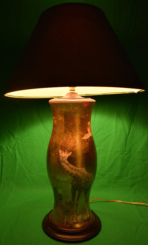 Safari Decoupage Hurricane Gilt Applique Lamp