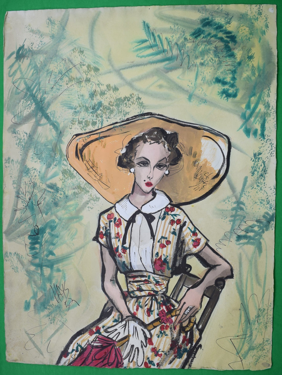 Lady In A Floral Dress By Hays 1952
