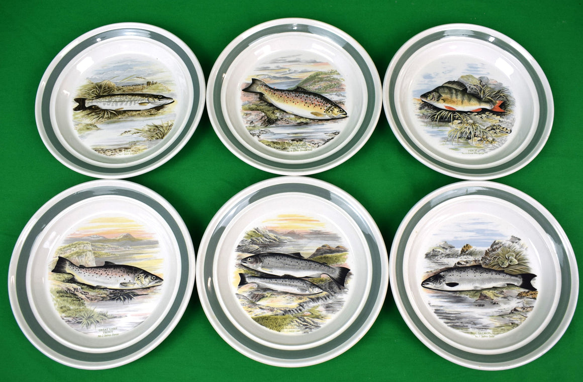 "Set x 6  Salad Plates The Compleat Angler British Fishes By AJ Lydon" c1981 Portmeirion