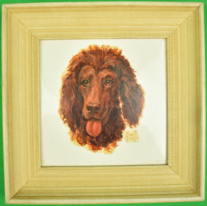 Abercrombie & Fitch Hand-Painted Dog Head by Frank Childers Framed Tile