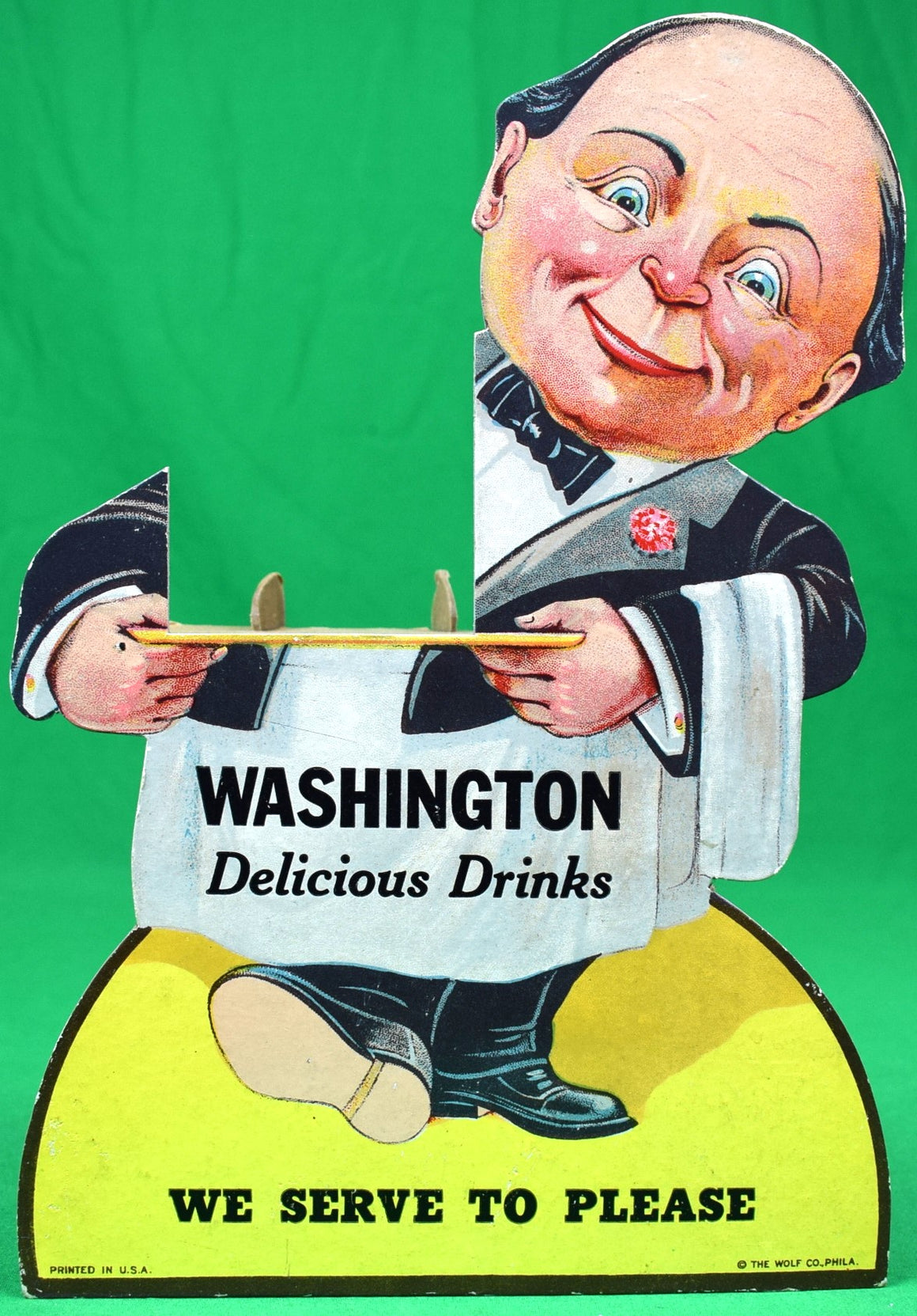 "Washington Delicious Drinks c1920s Cardboard Advert Stand"