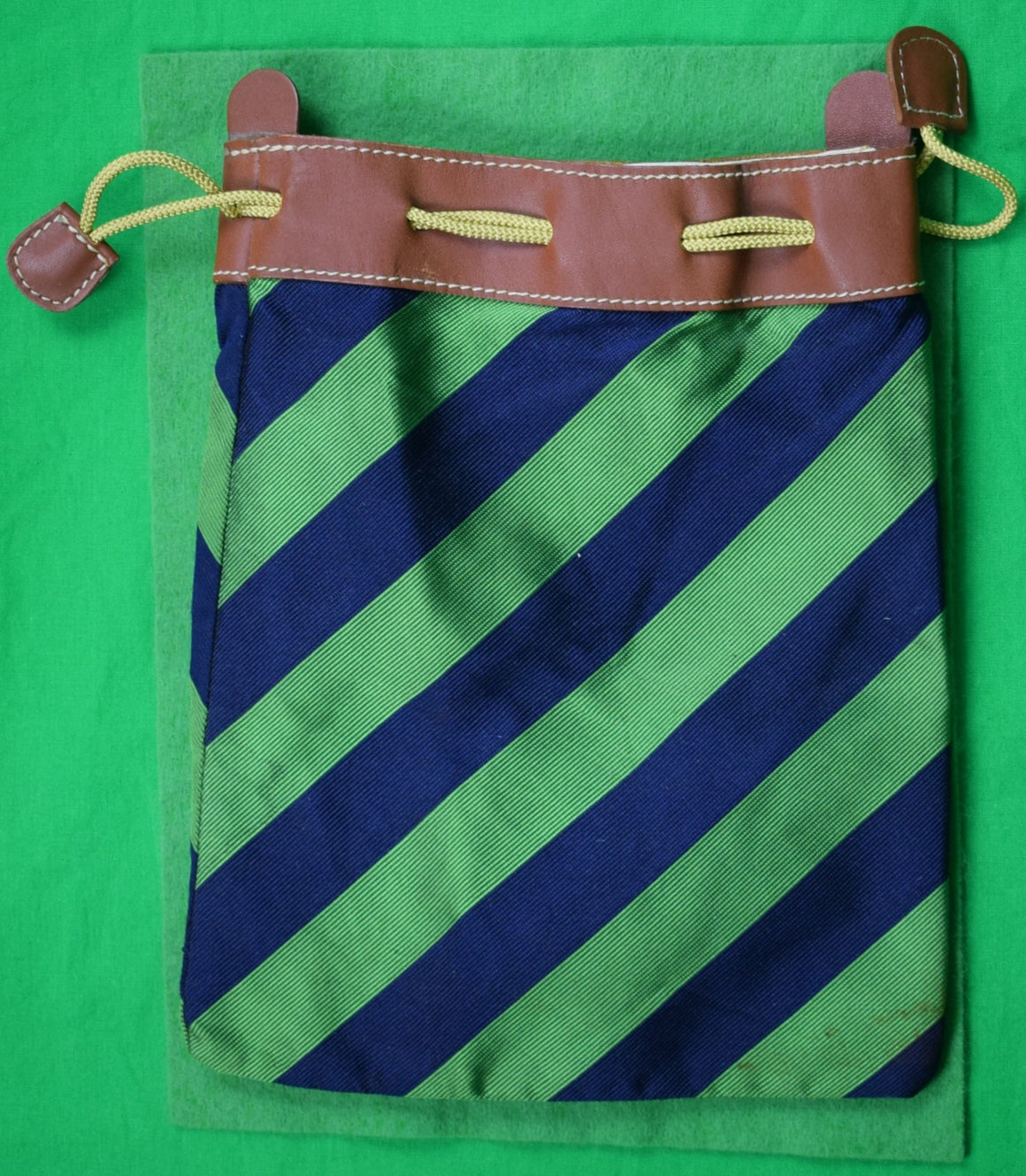 Brooks Brothers Green/ Navy Repp Stripe Dobb Kit w/ Drawstring Closure