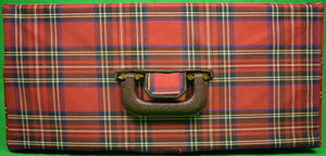 "Abercrombie & Fitch De Luxe Mahogany Tackle Box w/ Royal Stewart Tartan Plaid Cover"
