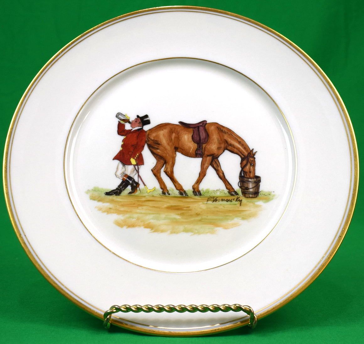 Frank Vosmansky For Abercrombie & Fitch Hand-Painted Fox-Hunter Dinner Plate