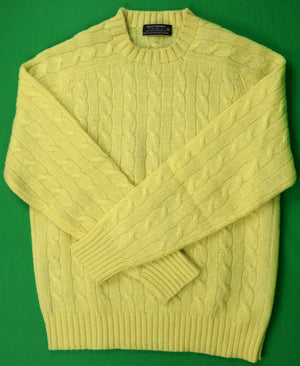 Brooks Brothers Yellow Scottish Shetland Cable Crewneck Sweater Sz 40