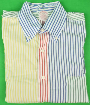 "Brooks Brothers Fun Stripe Broadcloth B/D Shirt" Sz 16-R