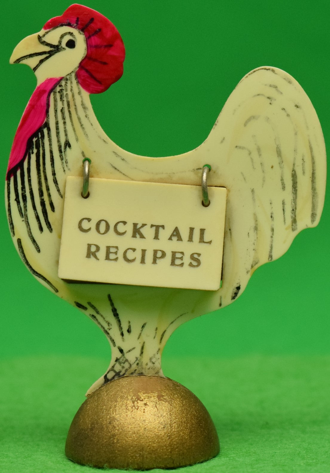 Cocktail Recipes Celluloid c1930s Rooster Stand