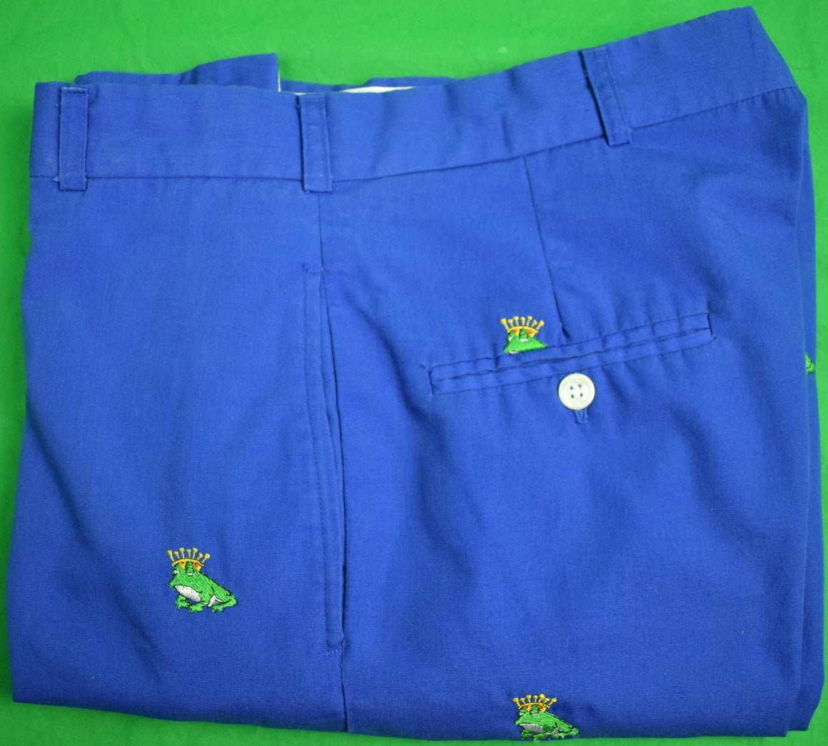 O'Connell's Royal Blue Poplin w/ Green 'Frog Prince' Trousers Sz: 34"W (SOLD)