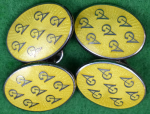 "Pair x Asprey 'A' Vermeil Yellow Enamel Sterling Cufflinks" (SOLD)